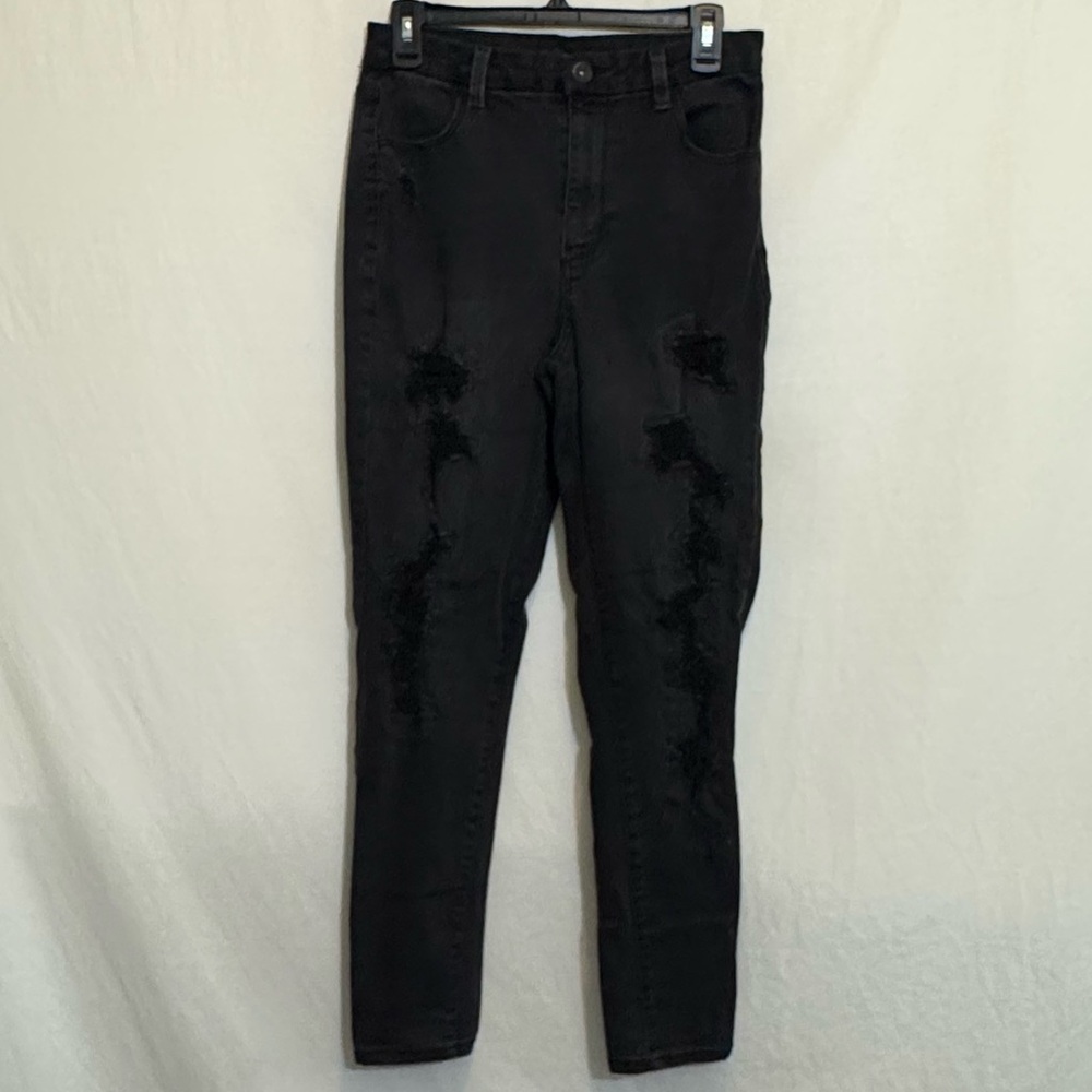 B-173 No Boundaries High Rise Black Distressed Denim Jeans Size 13